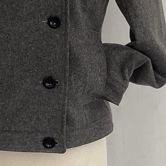 Old Navy Y2K cropped double breasted gray wool blend /epaulets pea coat Medium P - Picture 2 of 12